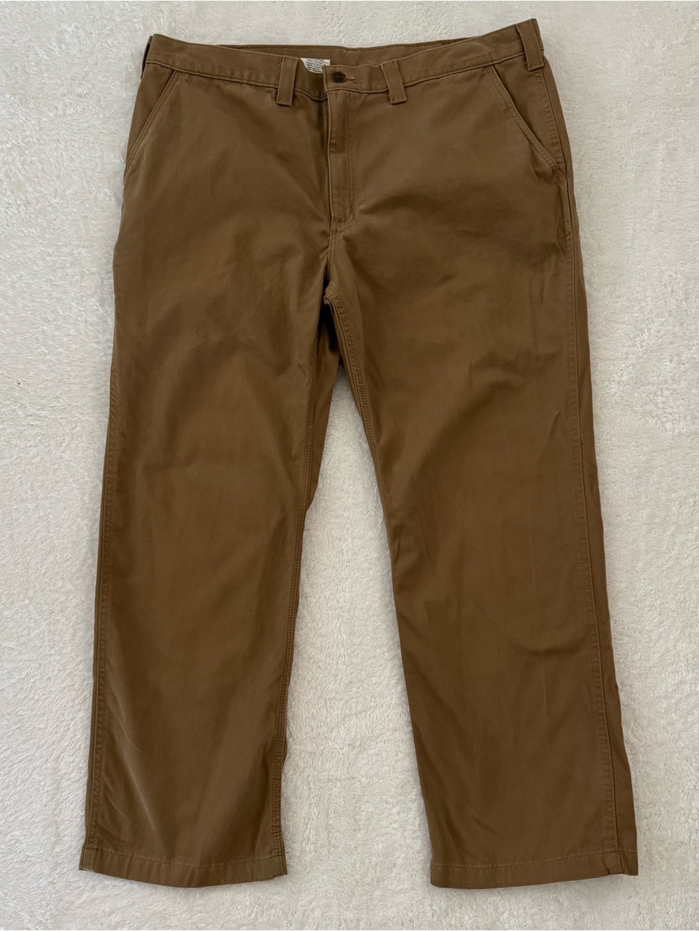 Carhartt men’s rugged work pants dark khaki brown size 42 x 30 straight leg EUC